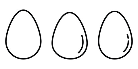 Easter Eggs collection Set of Easter eggs simple line icons. Vector icons of eggs with ornament in flat design. easter egg decoration flat illustration.
