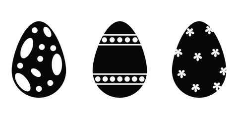 Easter egg black soild silhouette vector on white background. 