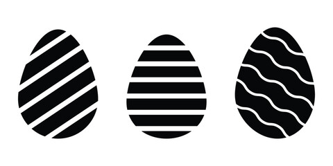 Easter egg black soild silhouette vector on white background. 