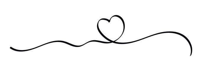 Heart single line art drawing. Continuous one lines heart vector drawing. Vector illustration. heart line icon.