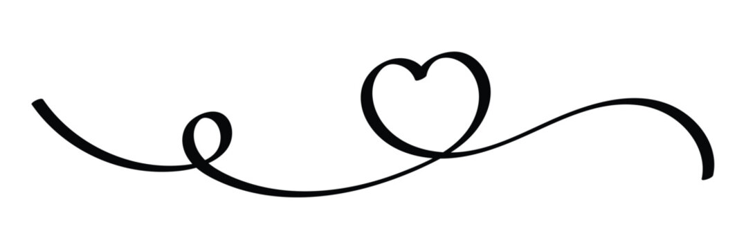 Naklejki Heart single line art drawing. Continuous one lines heart vector drawing. Vector illustration. heart line icon.