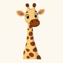 Obraz premium Cute Cartoon Giraffe Illustration Minimalist Pastel Digital Art Wildlife Animal Decoration