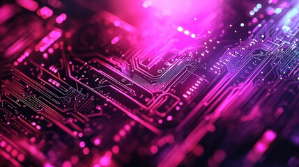 Abstract Colorful Circuit Board Design with Neon Light Effects