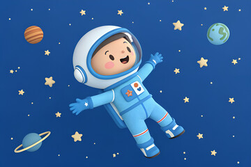 cartoon astronaut in space