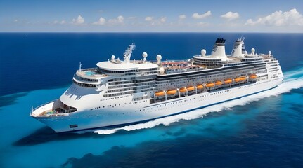 Aerial view of large cruise ship sailing.generative.ai