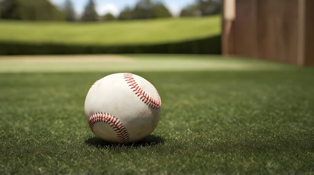Baseball on tee Tball grass background.generative.ai