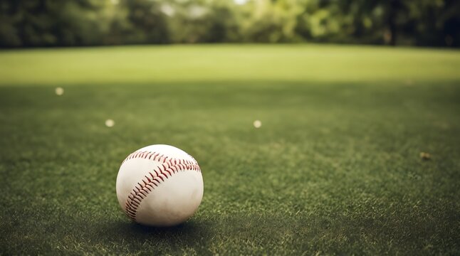 Baseball on tee Tball grass background.generative.ai