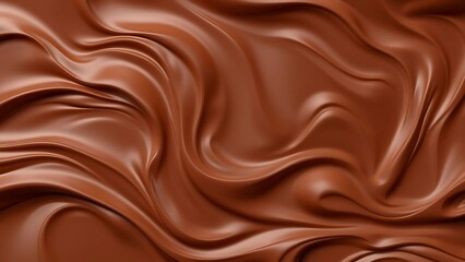 Naklejka premium Luxurious melted chocolate background. Rich, velvety brown liquid swirls, glossy smooth textures, flowing waves