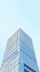 Obraz premium Modern skyscraper, city view, clear sky, architectural design, website banner