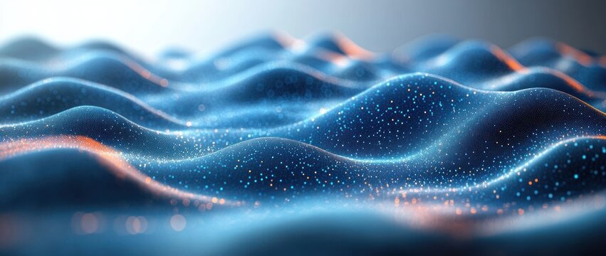 Abstract Digital Landscape Wave Structure Futuristic Design Network Connection Big Data Graphic Resource
