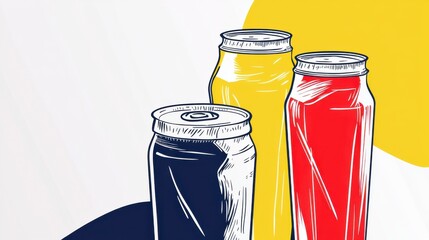 Colorful Glass Jars in Simple Line Drawing Style