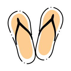 Vector Illustration of a Pair of Flip-Flops in Minimal Style, Representing Summer Footwear and Beach Accessories