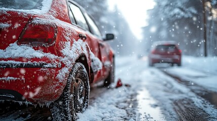 Two damaged cars on a snowy road after a collision emphasize winter driving hazards and the role of car insurance.