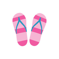Vector Illustration of Pink and Blue Flip-Flops – Summer Beach Sandals Icon on White Background