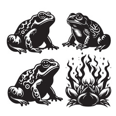Black Golden Toad Silhouette Vector, High Quality Illustration on White Background