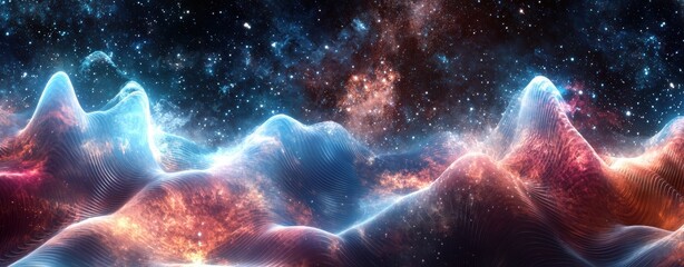 Fototapeta premium Stunning Abstract Cosmic Landscape with Colorful Starry Night Sky