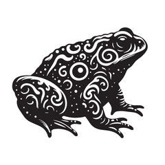 Black Golden Toad Silhouette Vector, High Quality Illustration on White Background