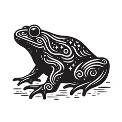 Black Golden Toad Silhouette Vector, High Quality Illustration on White Background