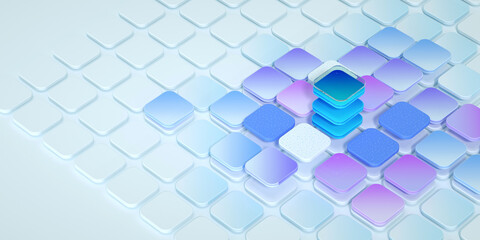 3d render technology, data transfer, database, LLM, large language model concept, generative ai, artificial intelligence. Abstract background