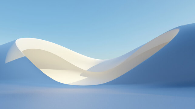 3D minimalism geometric wavy curve lines mountain abstract white ground road architechture fashion scene. spa technology car product display show background