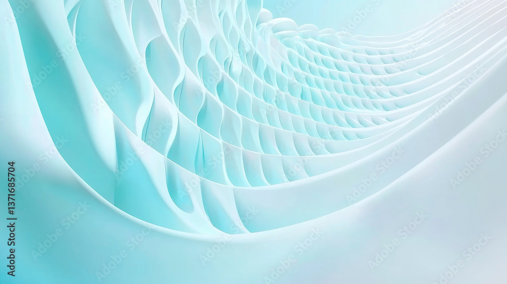 Wall mural 3d beautiful geometric wavy curve lines abstract architecture relaxing clean scene. spa salon techno