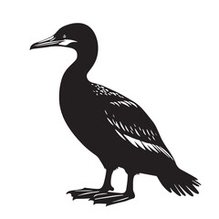 Black Great Auk Silhouette Vector, High Quality Illustration on White Background