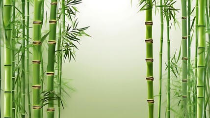 Bamboo spa background. Watercolor hand drawn green botanical illustration with space for text.