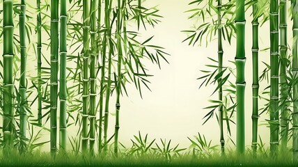 Bamboo spa background. Watercolor hand drawn green botanical illustration with space for text.