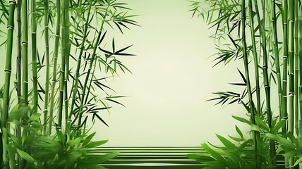 Naklejka premium Bamboo green leaves isolated. Floral border element universal use. 