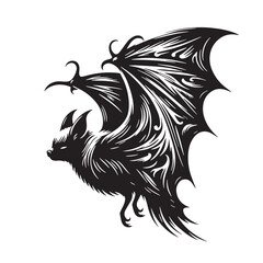 Black Hawaiian Hoary Bat Silhouette Vector, High Quality Illustration on White Background