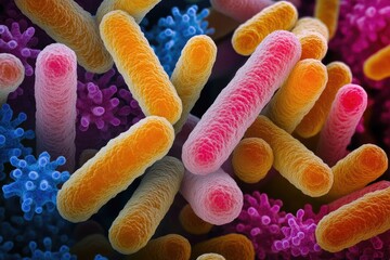 Bacteria in nature - microscopic organism, microbial life, biological presence, invisible germ, microbial structure, living microbe, tiny pathogen, unicellular form, organic matter.
