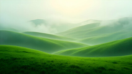 Obraz premium Rolling Hills in Morning Mist