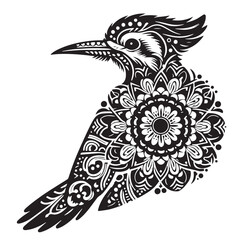 Black Ivory-billed Woodpecker Silhouette Vector, High Quality Illustration on White Background