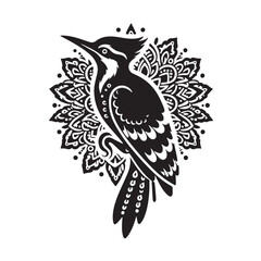 Black Ivory-billed Woodpecker Silhouette Vector, High Quality Illustration on White Background