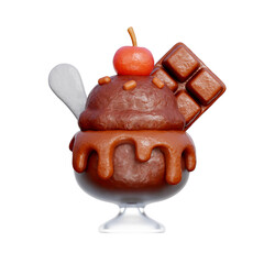 Chocolate Ice Cream, Sweet and Desserts, Bakery shop, 3d rendering.