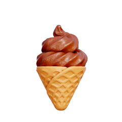 Chocolate Ice Cream Cone, Sweet and Desserts, Bakery shop, 3d rendering.