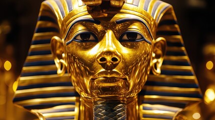 Obraz premium Golden Pharaoh Bust with Intricate Details and Rich History