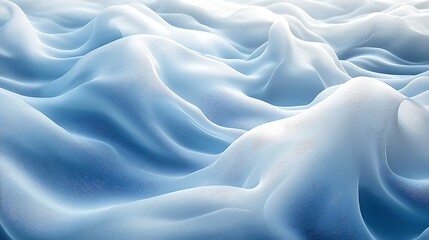 Fototapeta premium A serene silky background in icy blue and white, with gentle waves and a frosted glass effect,