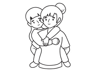 Mother Day Outline Background Illustration