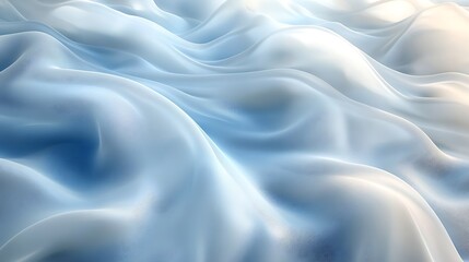 Fototapeta premium A serene silky background in icy blue and white, with gentle waves and a frosted glass effect,