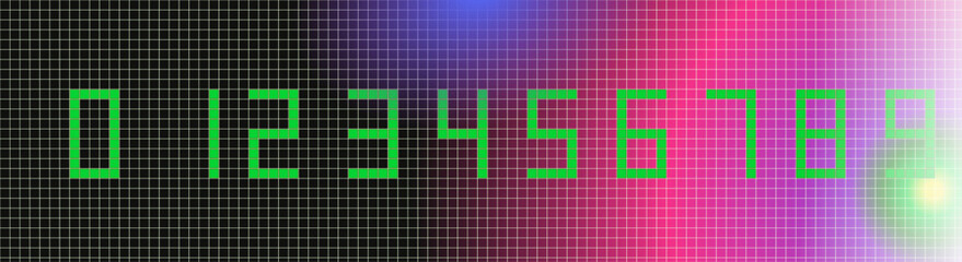 Digital clock number set. Electronic figures. Vector illustration.