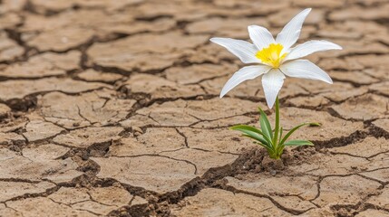 Orchid Flower Thriving on Cracked Earth Highlighting Beauty in Harsh Conditions