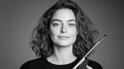 Black And White Woman Portrait With Tool