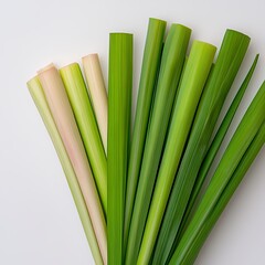 Bunch Of Fresh Green Stalks On White Background