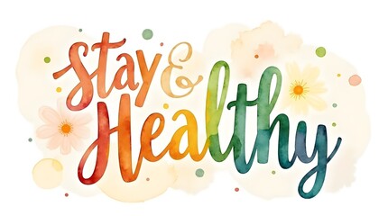 Vibrant Watercolor Calligraphy with "Stay Healthy" Message