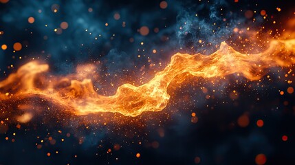 Obraz premium Vibrant flames dance and rise from a burning surface against a dark backdrop, a mesmerizing display of fire and energy, showcasing combustion's raw power.