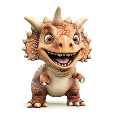 Cartoon Dinosaur Character, Light Brown, Isolated on White
