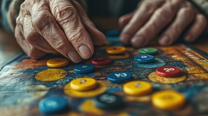 Elderly Seniors Enjoying Board Game Activity for Mental Health and Social Fun in Nursing Home Setting