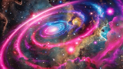 Obraz premium Colorful Nebula and Stars: Cosmic Space