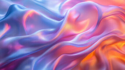Obraz premium Iridescent Silk Fabric with Colorful Gradient Folds 